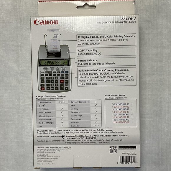 New Canon P23-DHV-3 Printing Calculator, 2279C001 - Picture 2 of 2